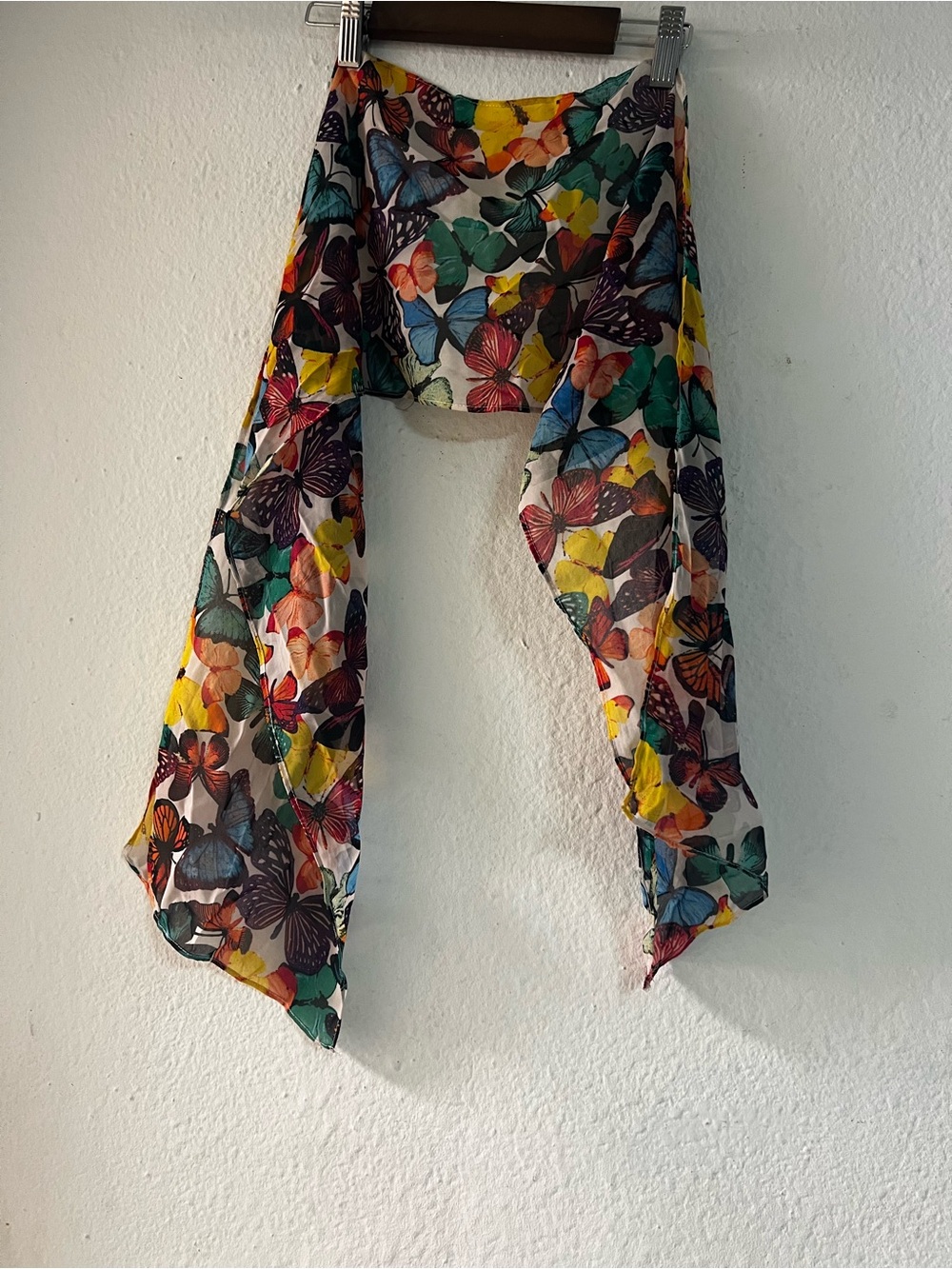 Sheer Butterfly Print Scarf Wrap - Multicolor